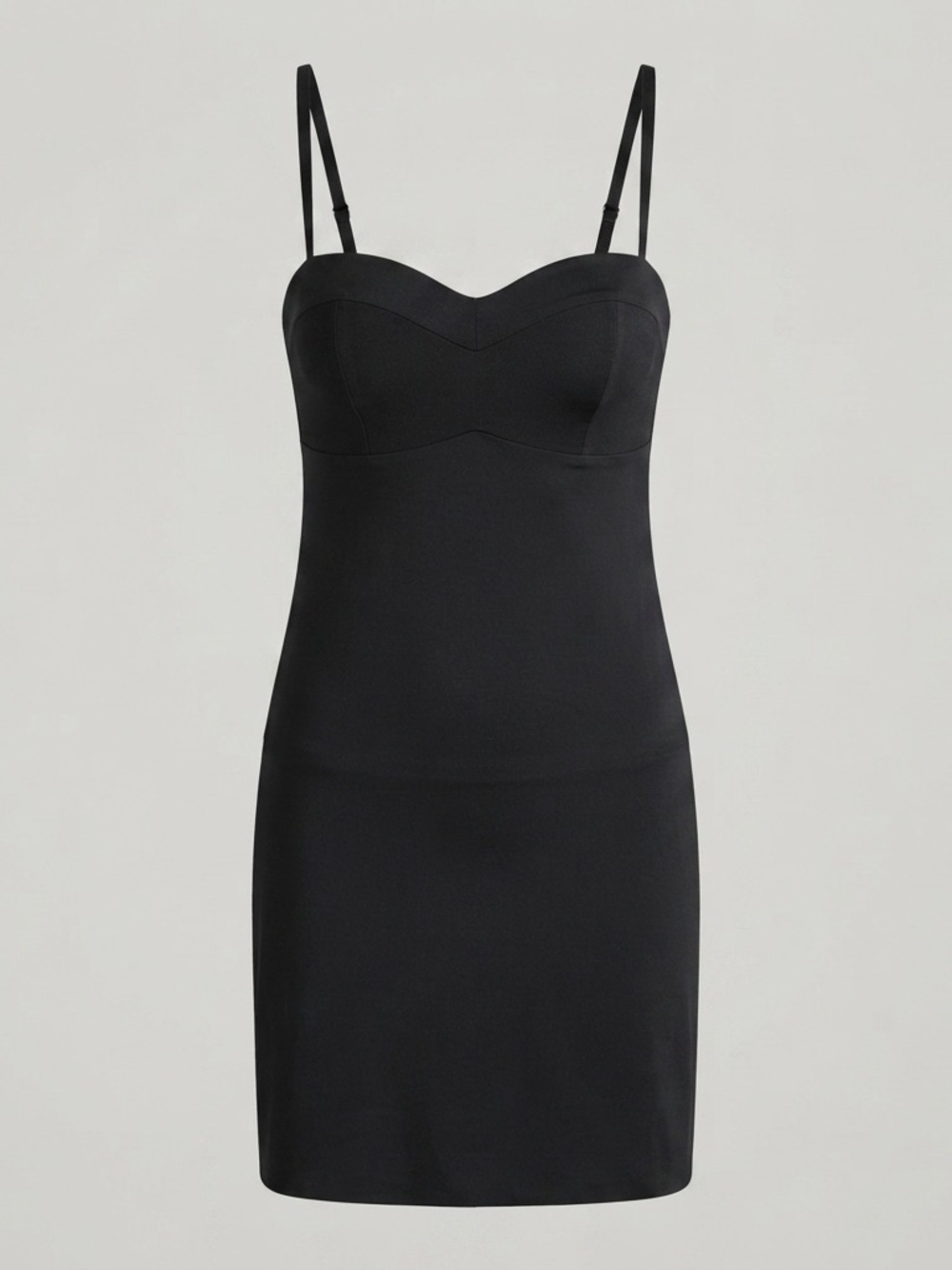 Seamless Black Shaping Slip Dress with Adjustable Straps XXL
